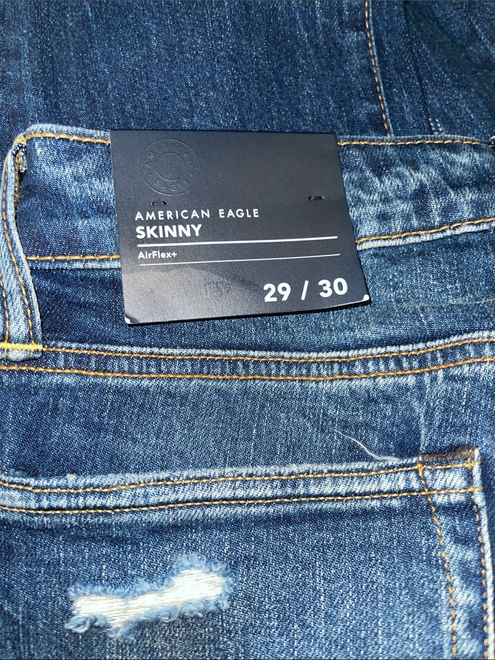 American Eagle AirFlex+ Athletic Skinny Jean Dark Waves Distressed - Picture 6 of 6
